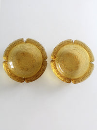 vintage Anchor Hocking Soreno honey gold ashtray pair