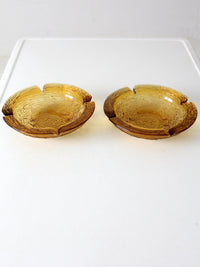 vintage Anchor Hocking Soreno honey gold ashtray pair