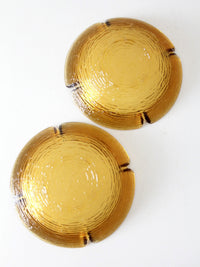 vintage Anchor Hocking Soreno honey gold ashtray pair