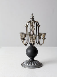 vintage silver and wood candleabra