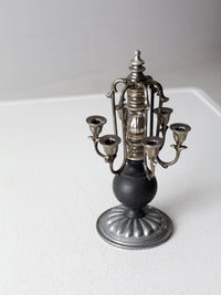 vintage silver and wood candleabra