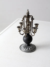 vintage silver and wood candleabra