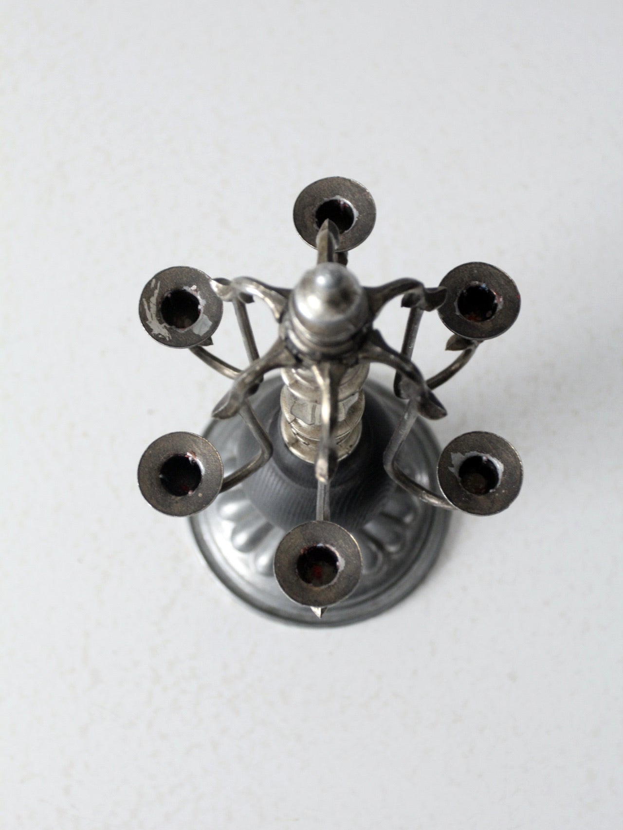 vintage silver and wood candleabra