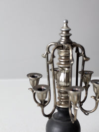 vintage silver and wood candleabra