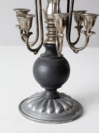 vintage silver and wood candleabra