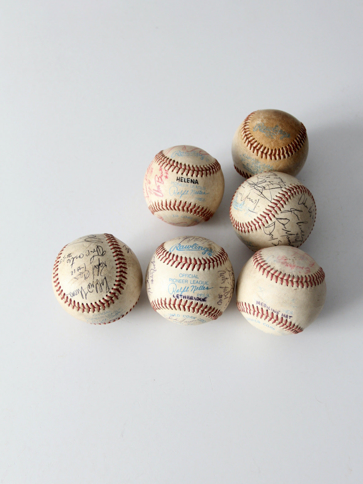 set of 6 Pioneer League signed baseballs - early 1990s