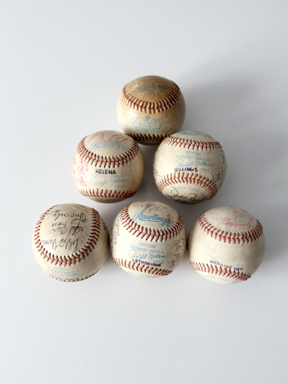 set of 6 Pioneer League signed baseballs - early 1990s