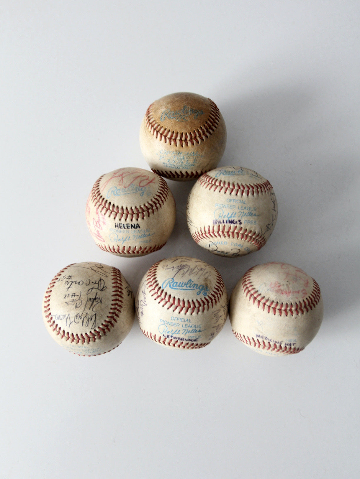 set of 6 Pioneer League signed baseballs - early 1990s