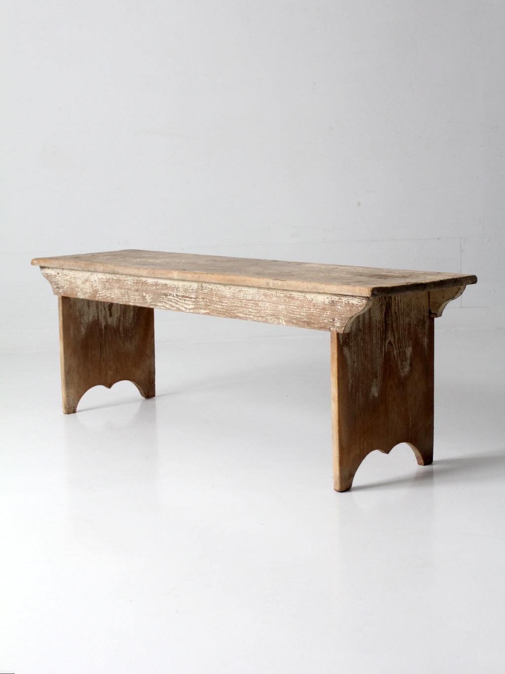 antique primitive wood farmhouse bench – 86 Vintage