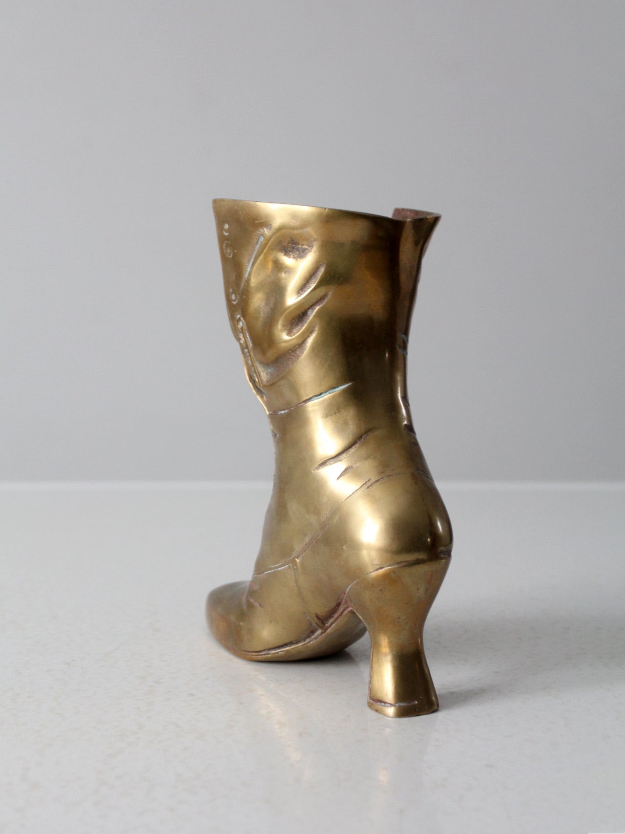 mid-century brass boot vase