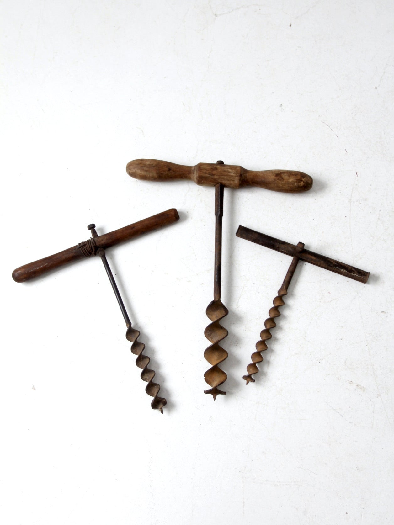 antique primitive t-handle drill set of 3
