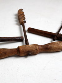 antique primitive t-handle drill set of 3