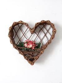 vintage twig heart wall basket