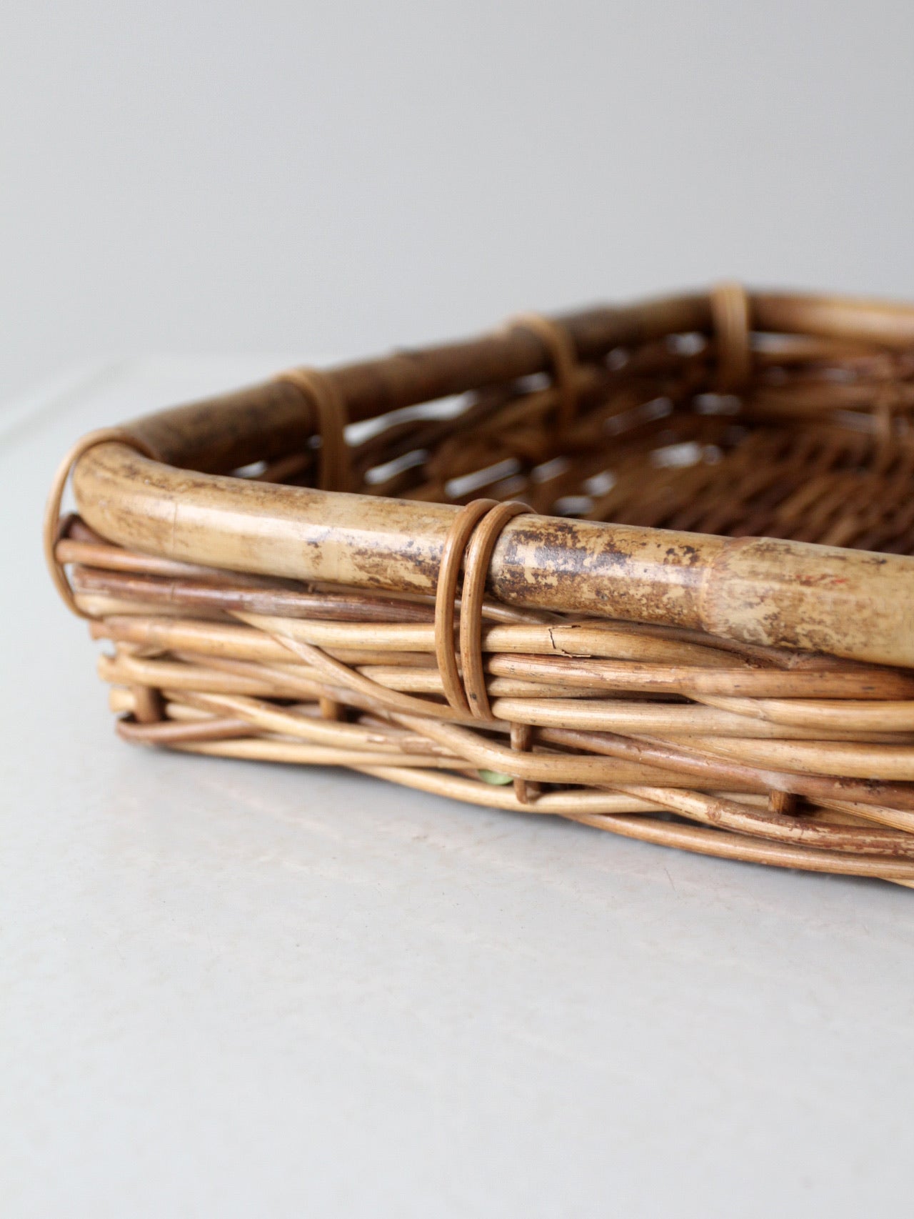 vintage woven rattan tray