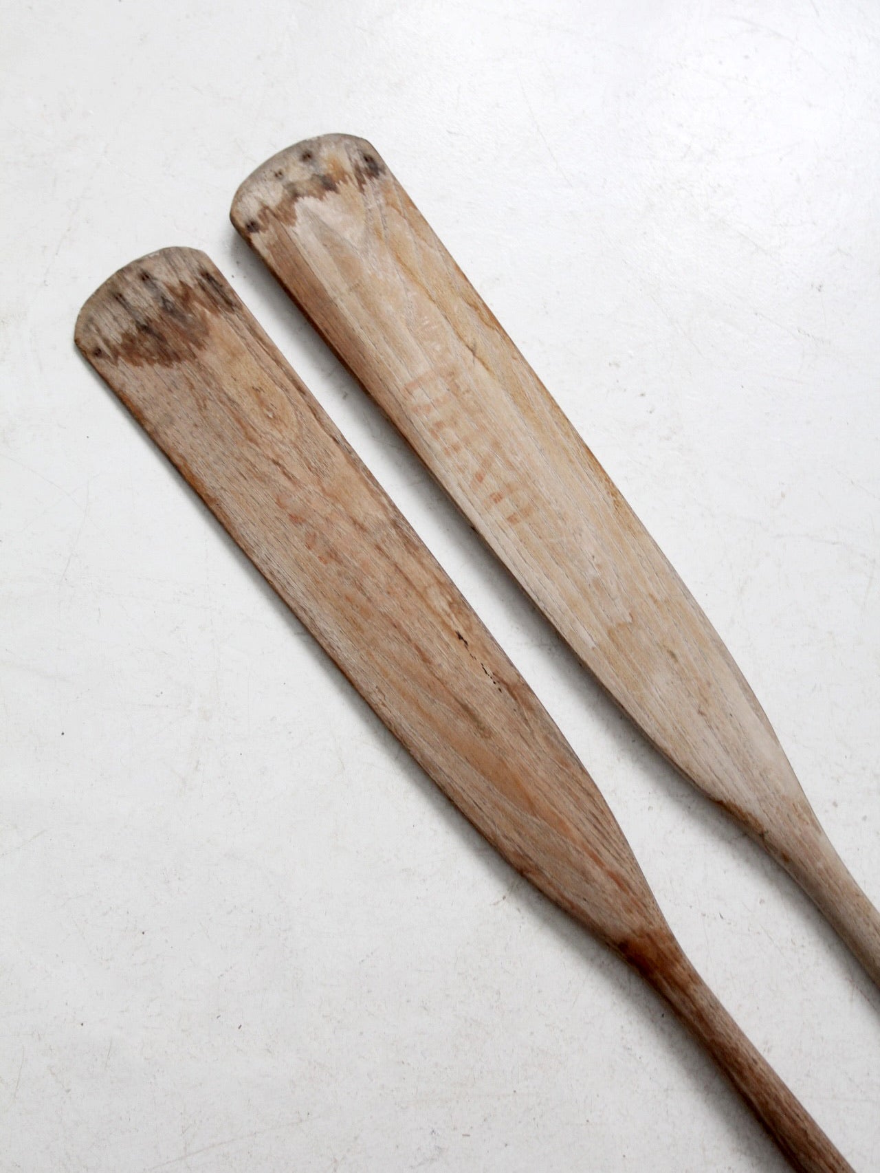 vintage wooden oar pair