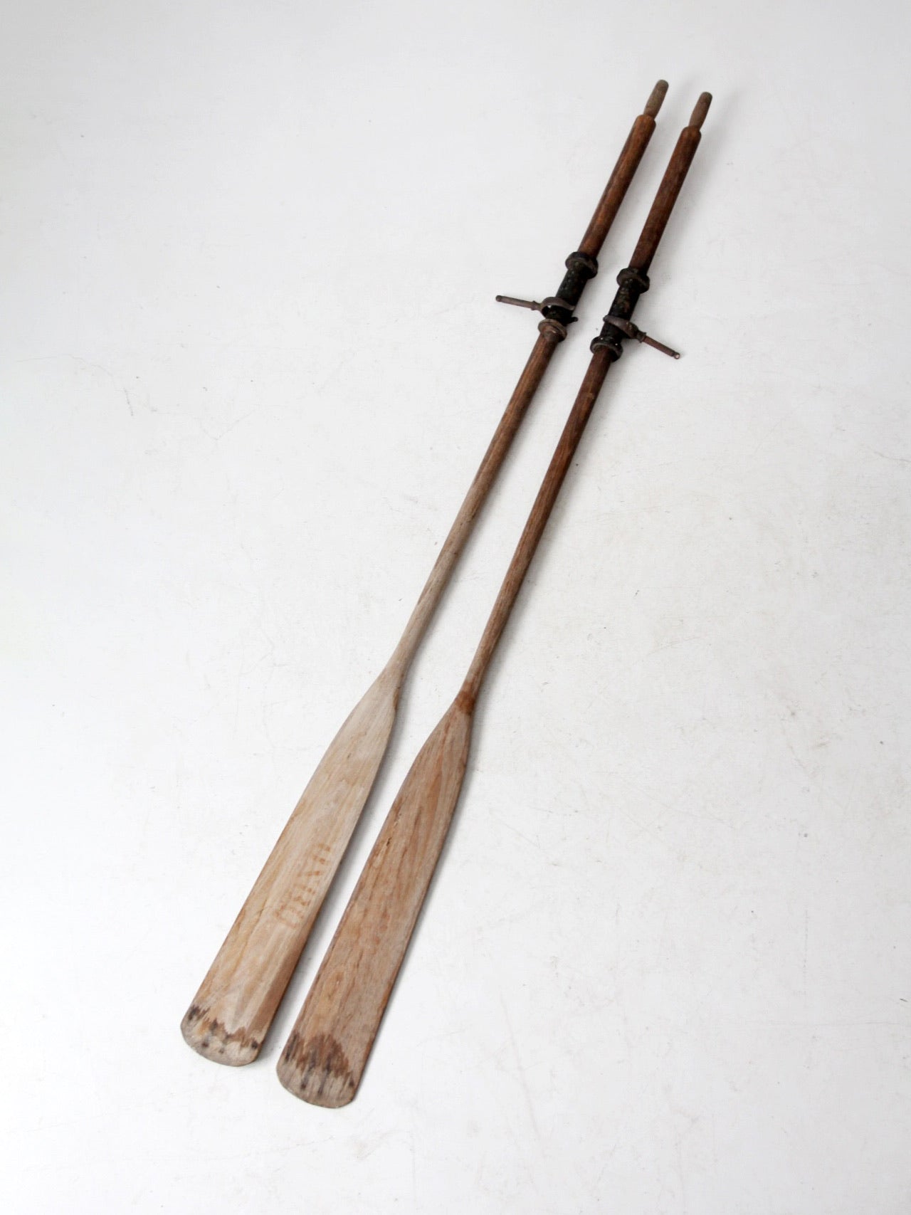 vintage wooden oar pair