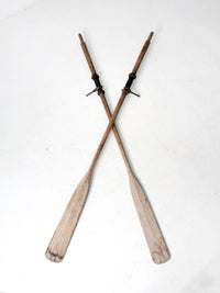 vintage wooden oar pair