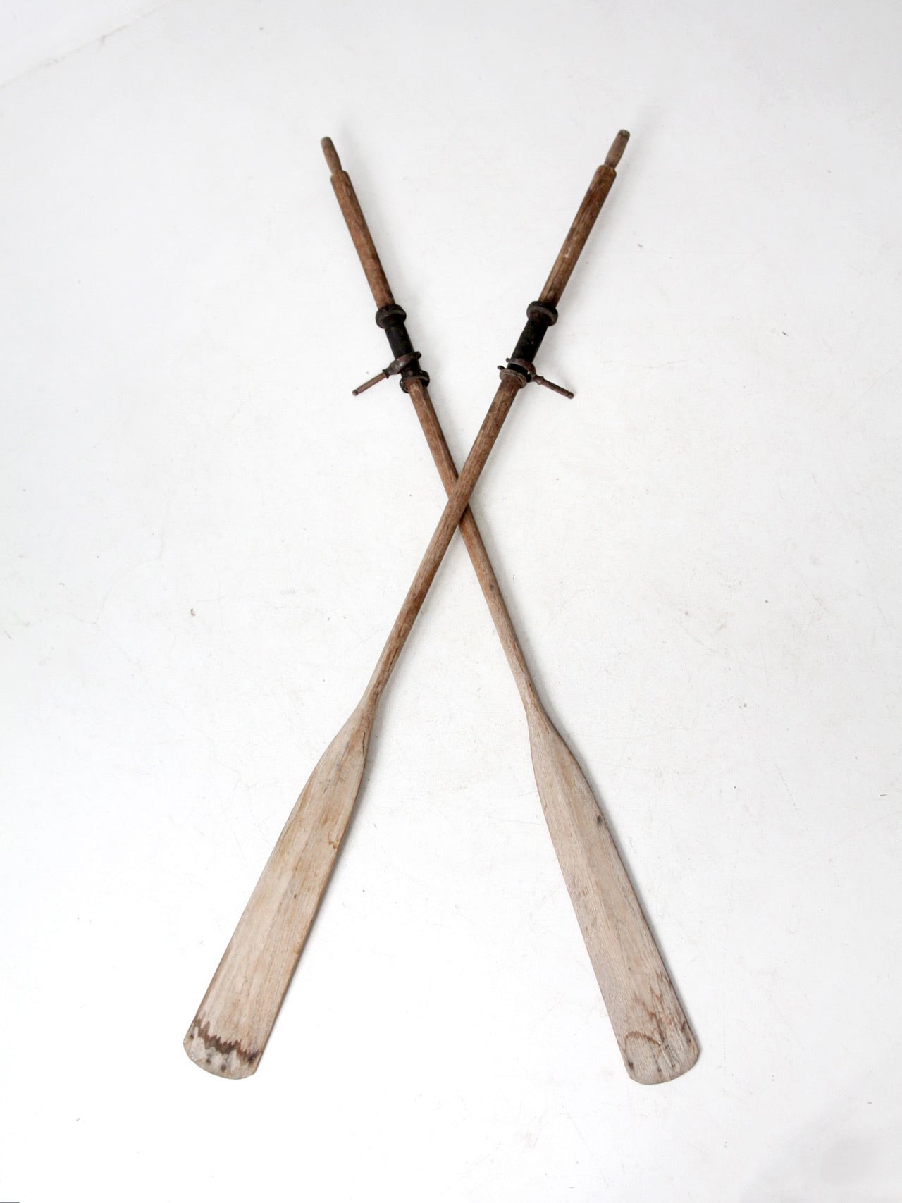 vintage wooden oar pair