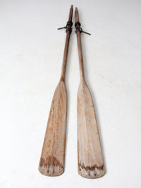 vintage wooden oar pair