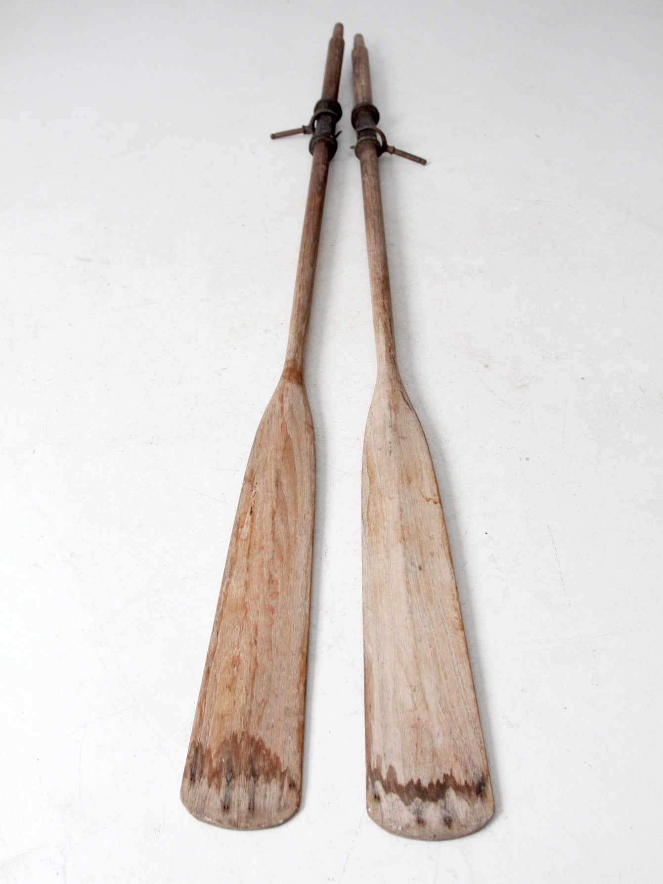 vintage wooden oar pair