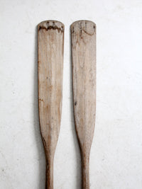vintage wooden oar pair