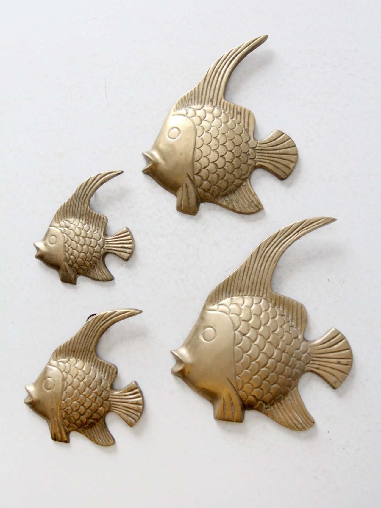 mid century brass fish wall art set of 4