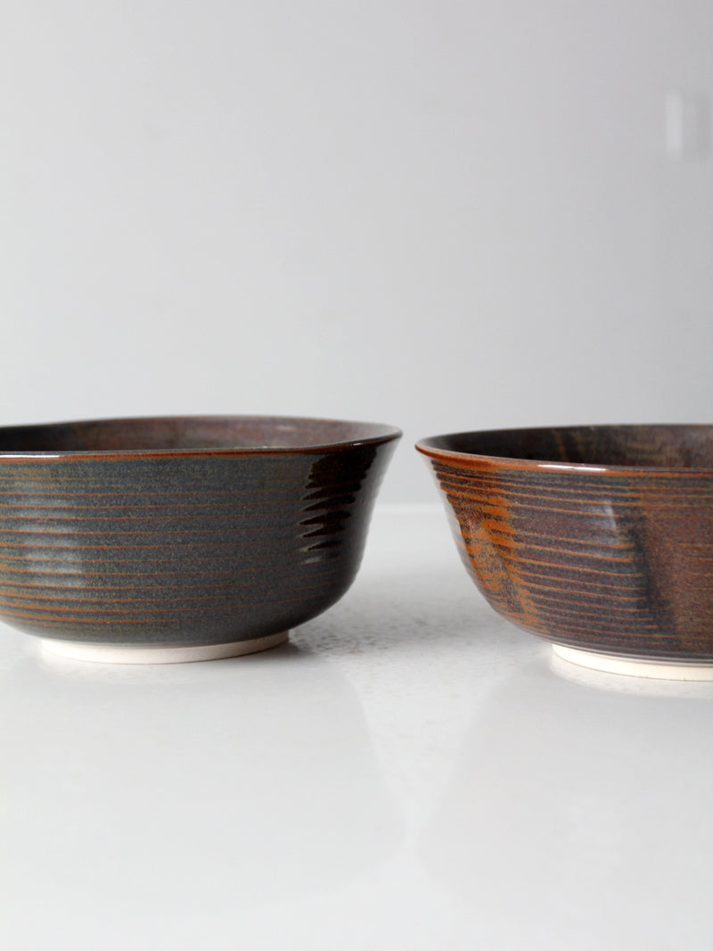 pair vintage studio pottery bowls