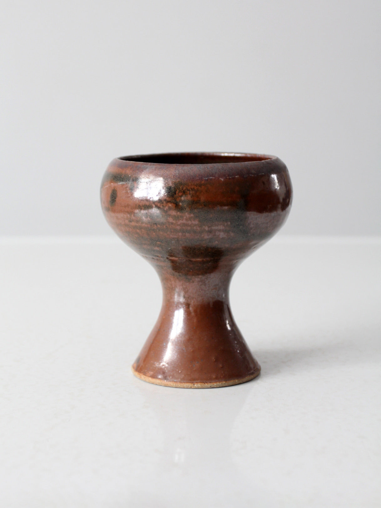 vintage studio pottery pedestal bowl