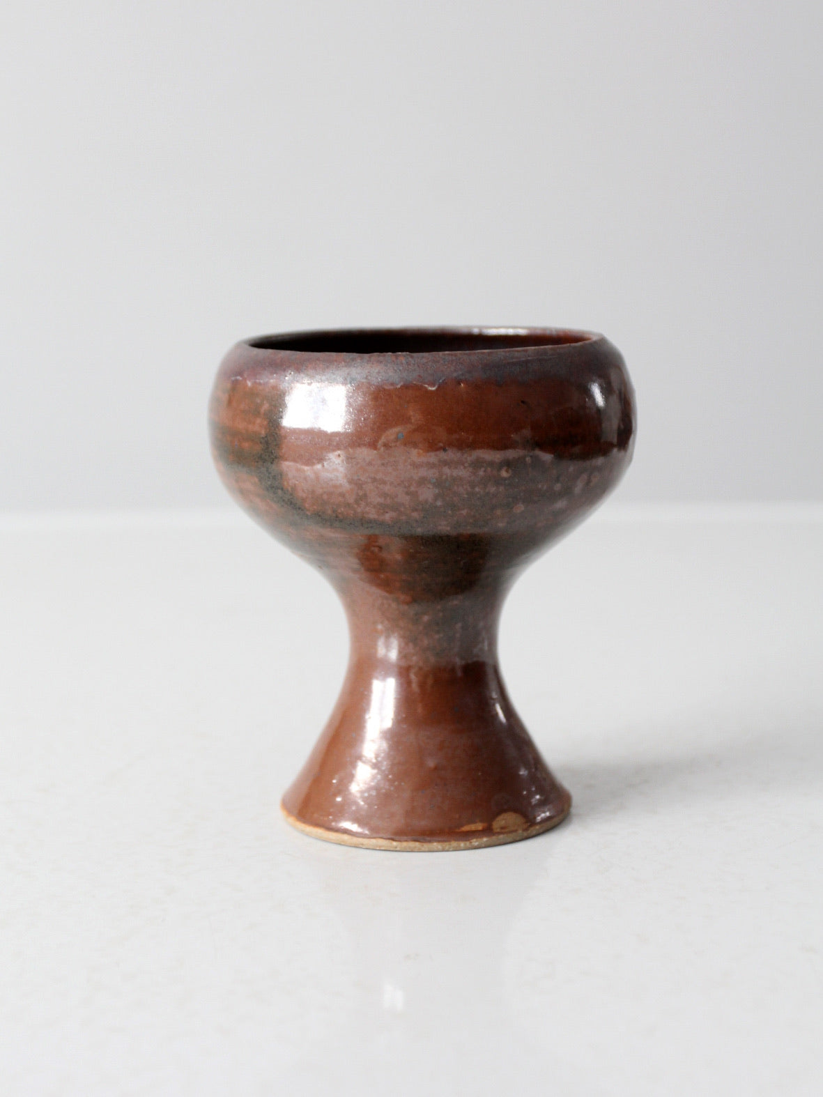 vintage studio pottery pedestal bowl