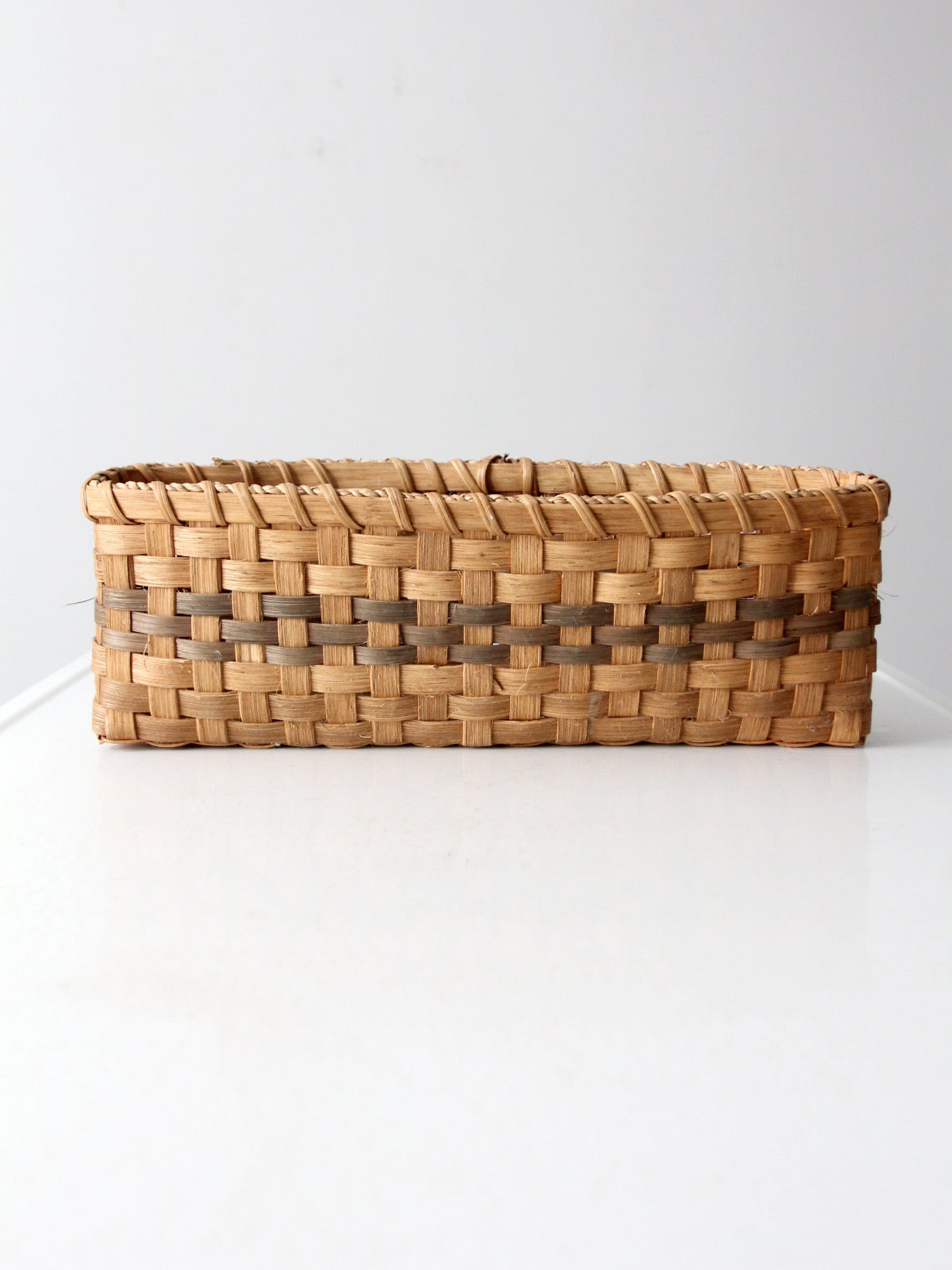 vintage splint weave rectangular basket