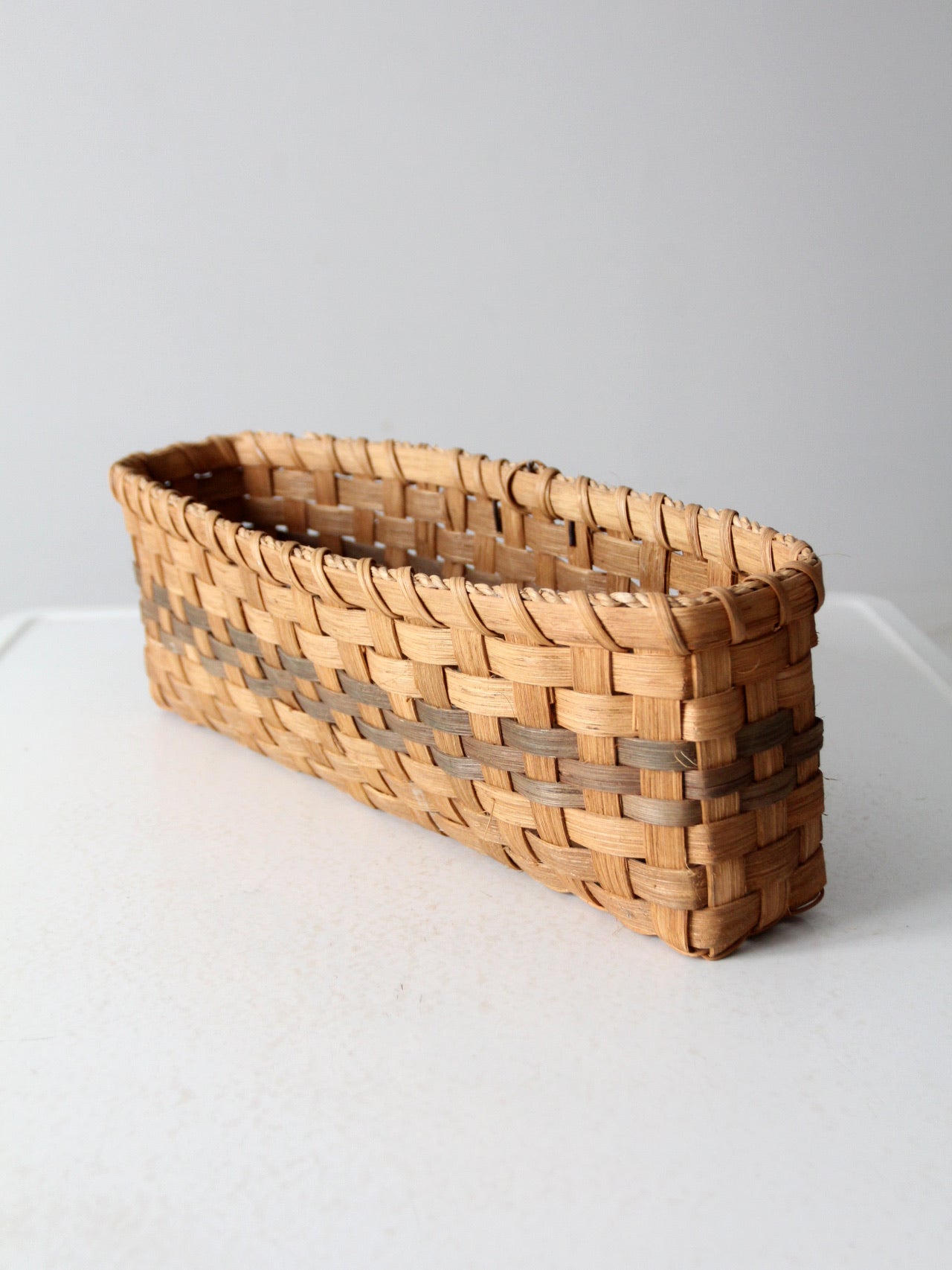 vintage splint weave rectangular basket