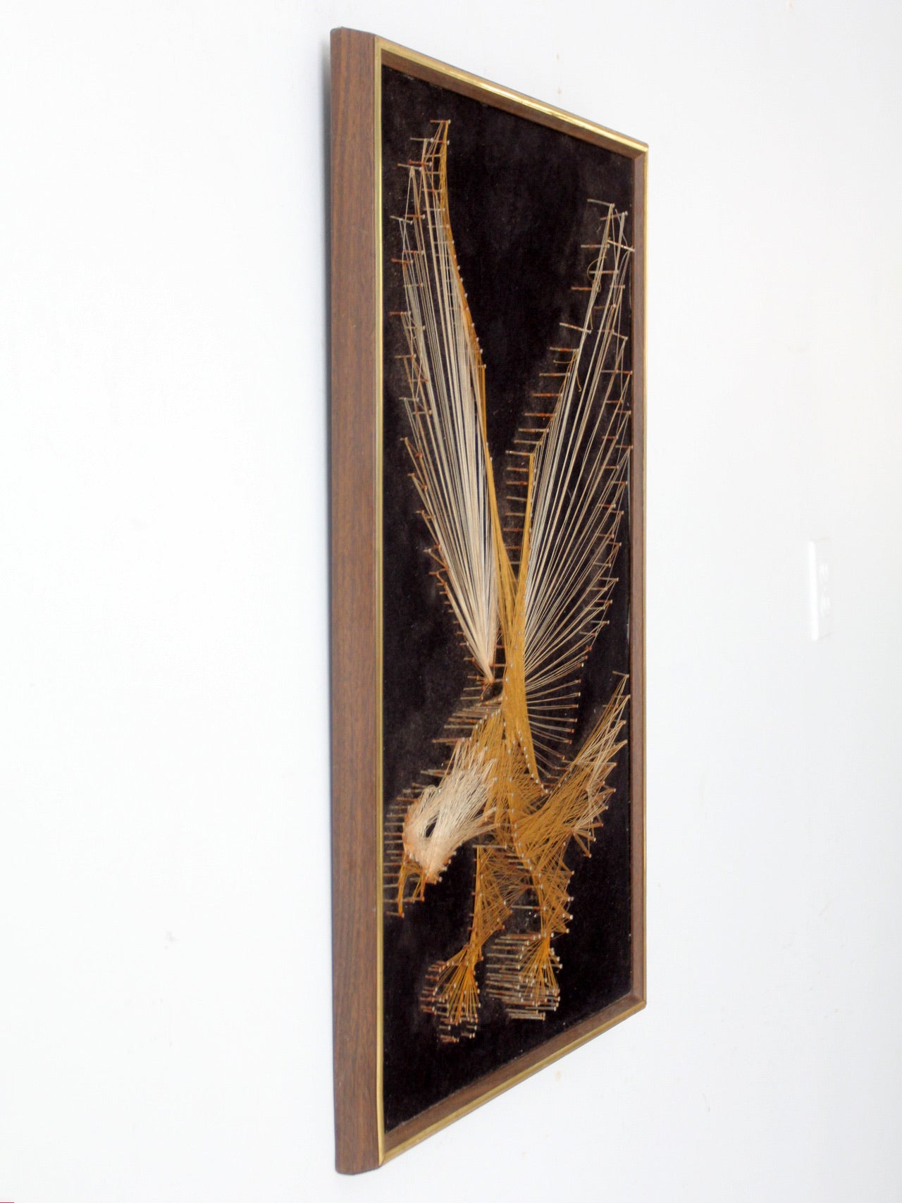 vintage 70s American eagle string art wall hanging