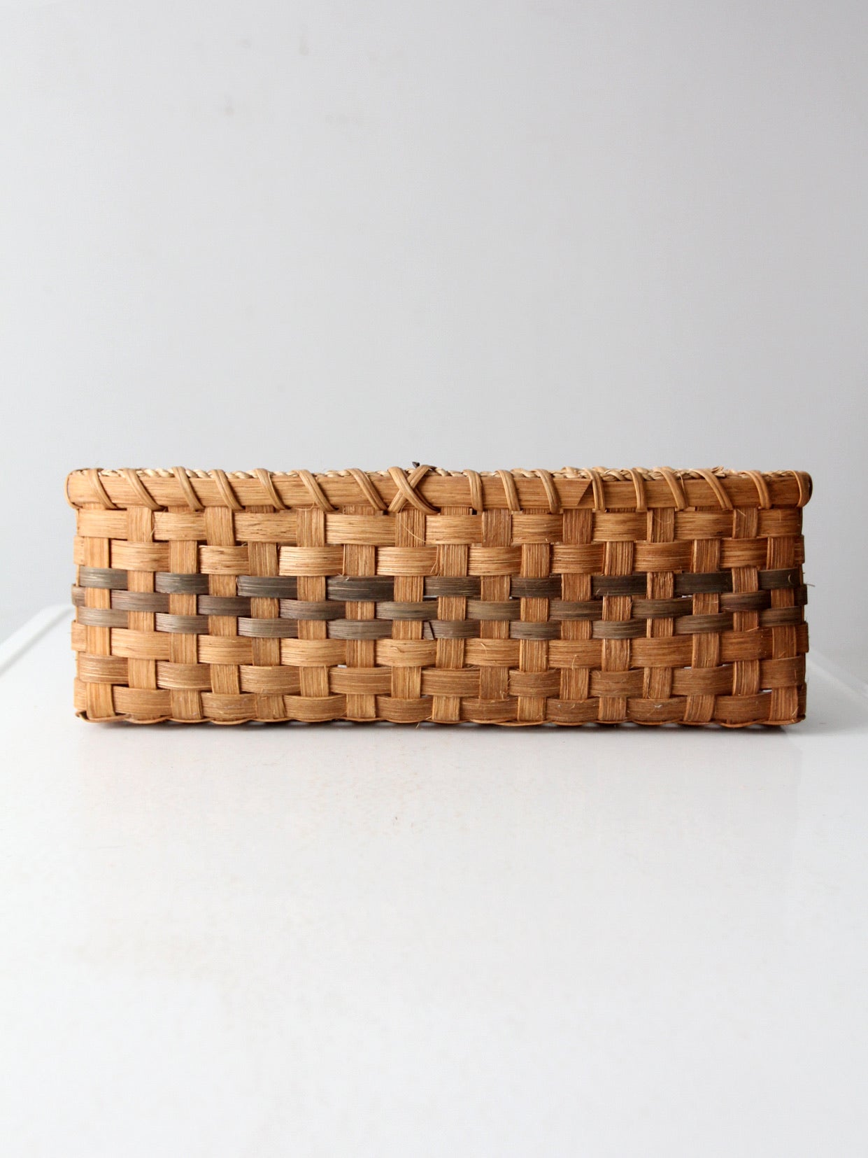 vintage splint weave rectangular basket