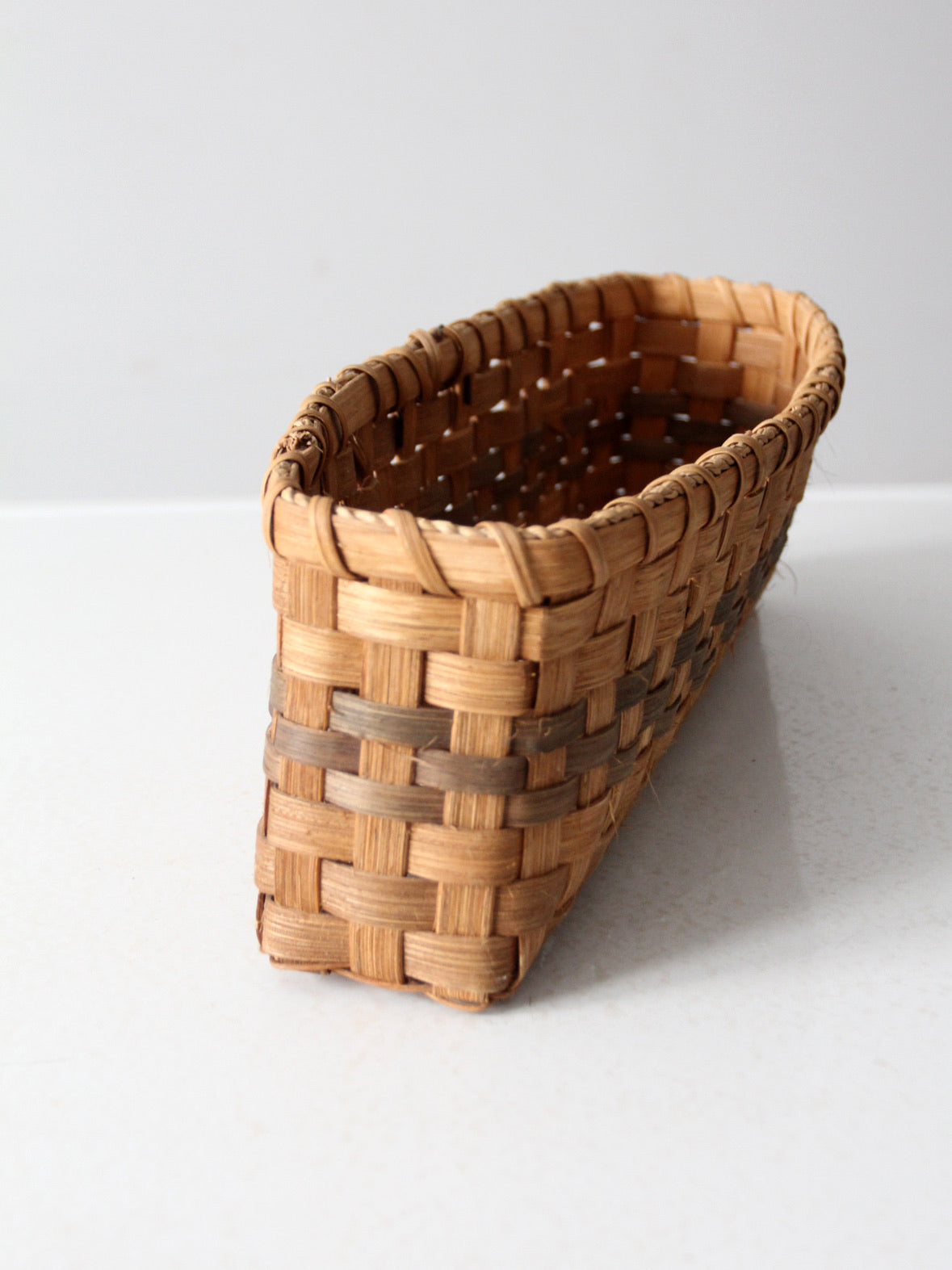 vintage splint weave rectangular basket