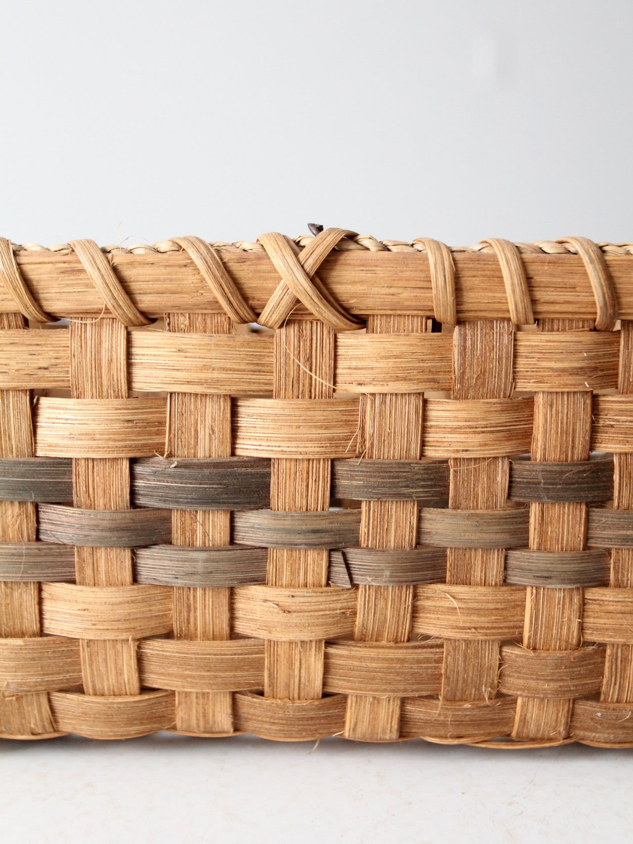 vintage splint weave rectangular basket