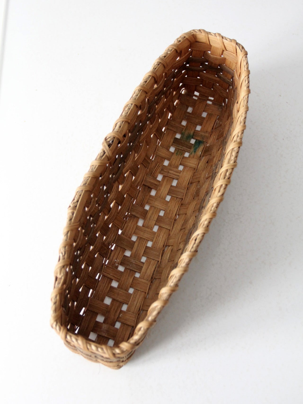 vintage splint weave rectangular basket