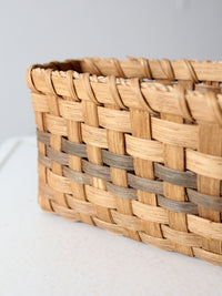 vintage splint weave rectangular basket