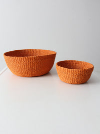 set of 2 vintage woven baskets