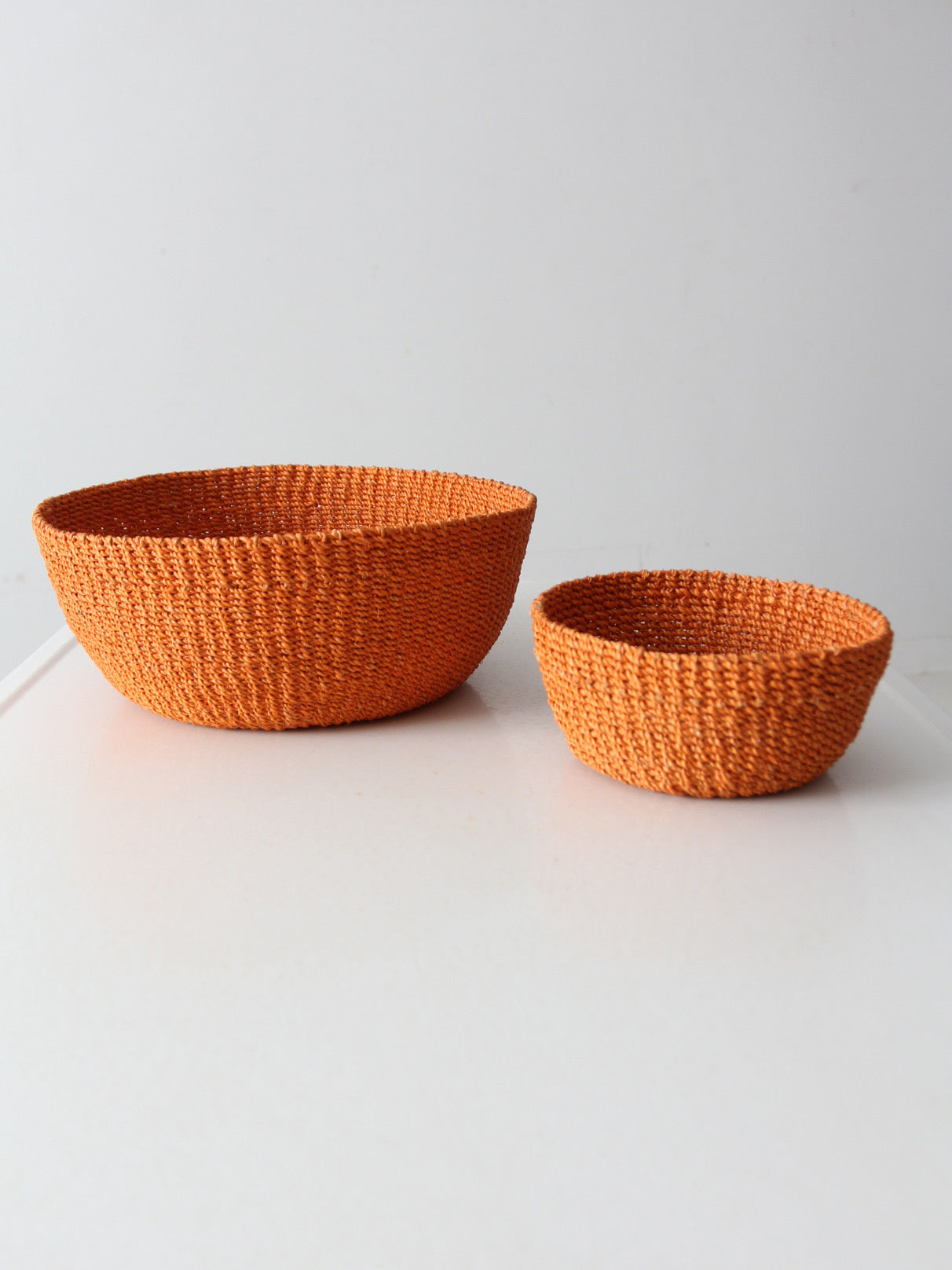 set of 2 vintage woven baskets