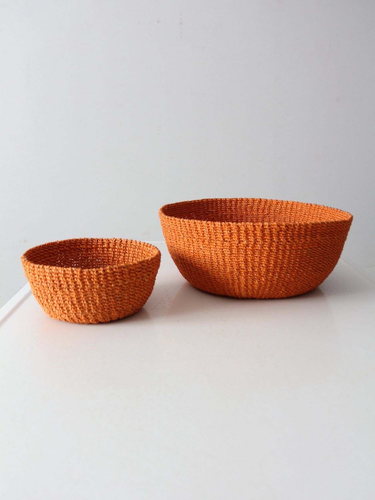 set of 2 vintage woven baskets