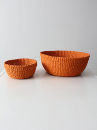 set of 2 vintage woven baskets