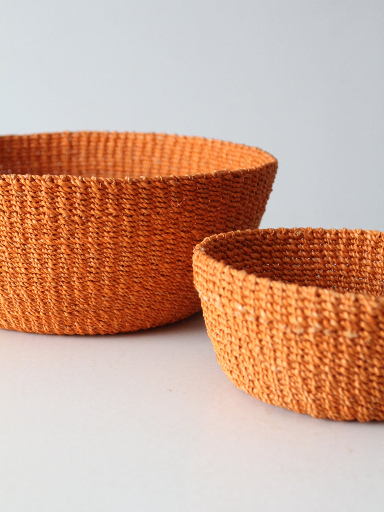 set of 2 vintage woven baskets