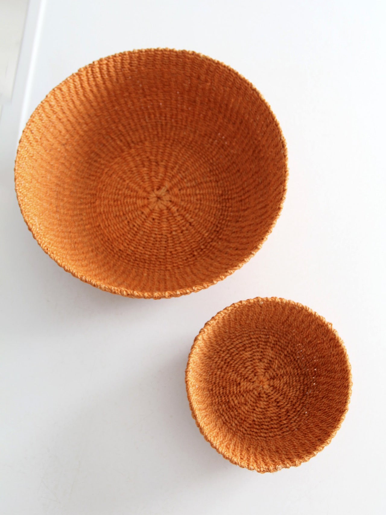 set of 2 vintage woven baskets