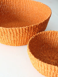 set of 2 vintage woven baskets