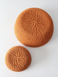 set of 2 vintage woven baskets