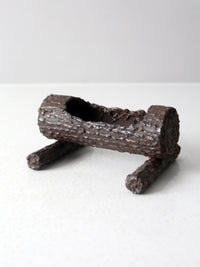 vintage log cast iron valet tray