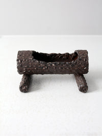 vintage log cast iron valet tray