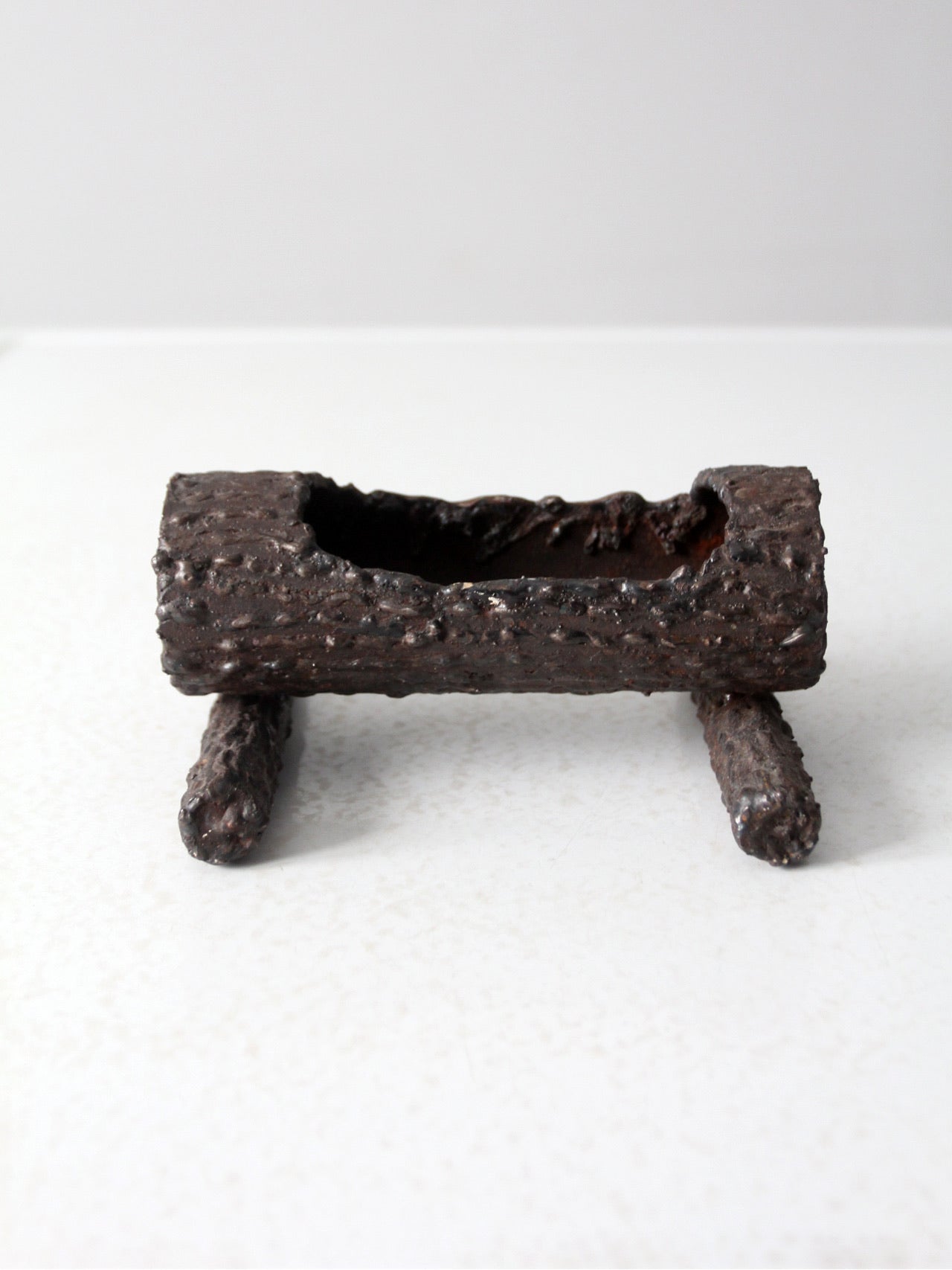 vintage log cast iron valet tray
