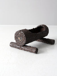 vintage log cast iron valet tray