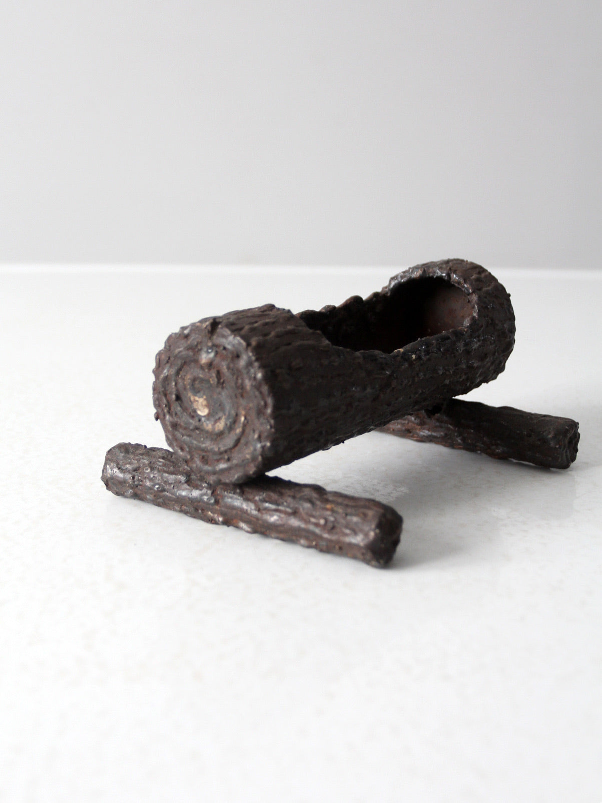 vintage log cast iron valet tray